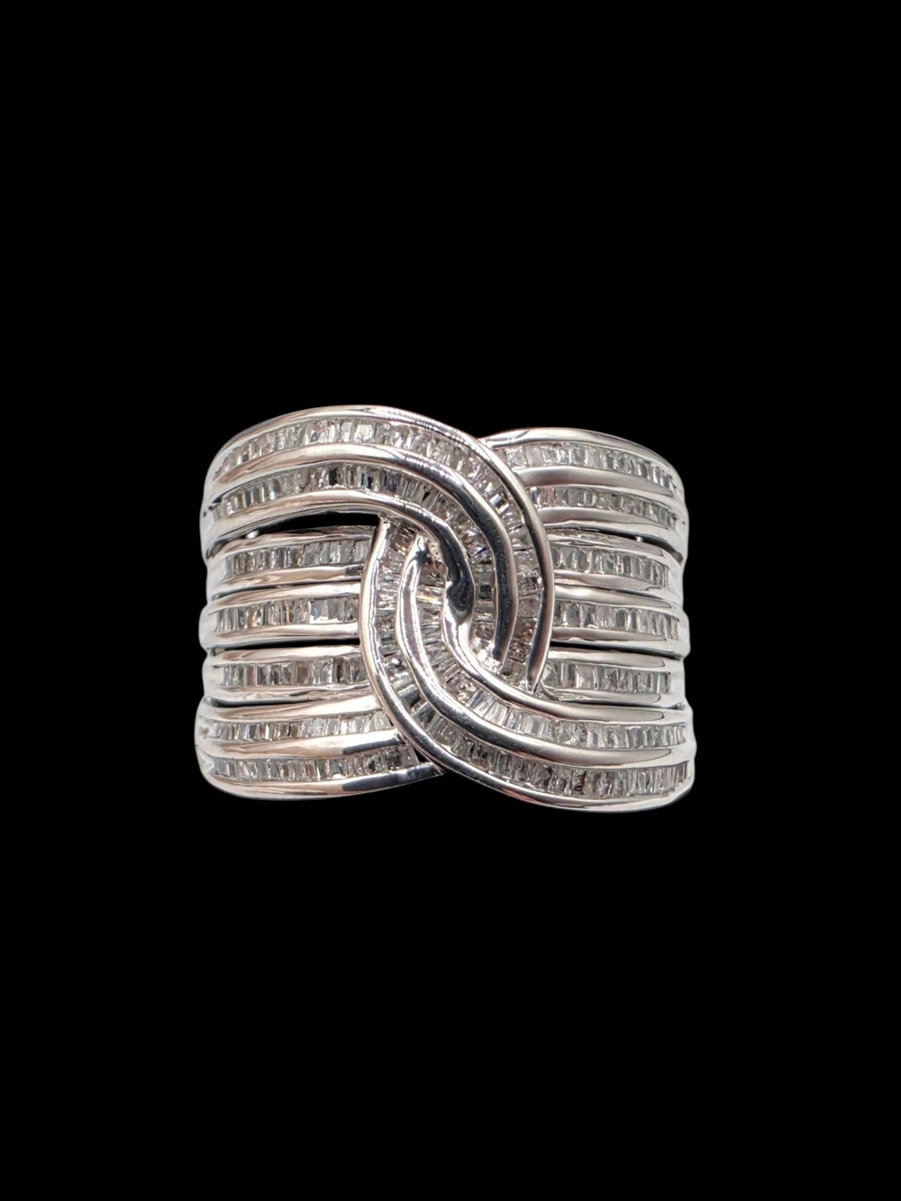 1.00 CTW Natural Diamond Wide Band Statement Ring Solid 925 Sterling Silver Sz 8